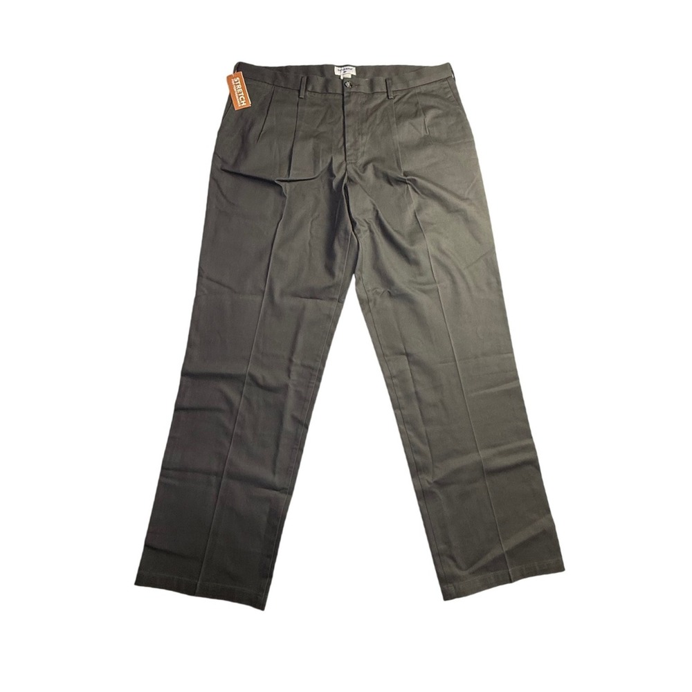 Dockers Mens 40x34 Signature Khaki Relaxed Fit Pleated Pants Charcoal Grey-2349